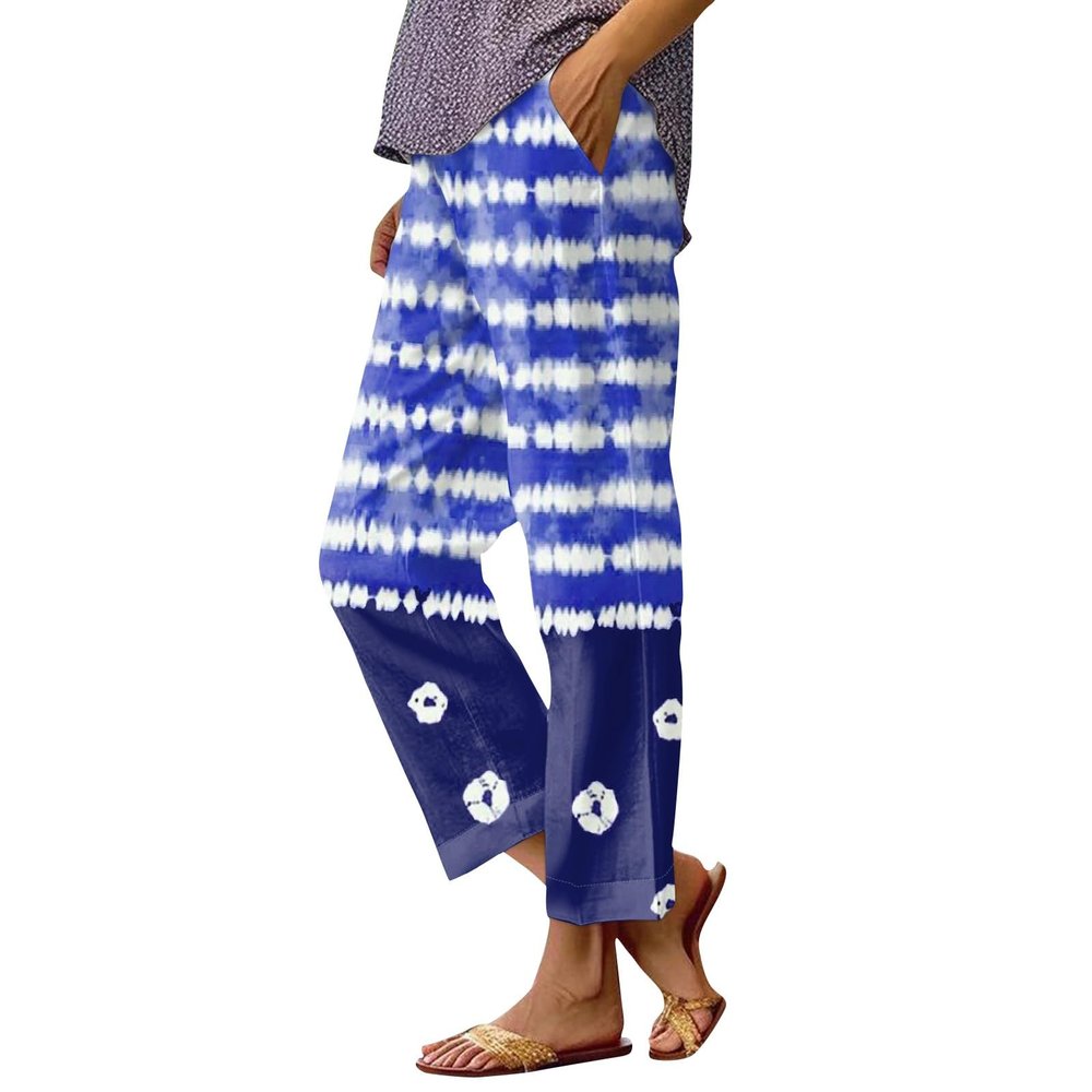 Cropped Linen Pants for Women Summer Linen Beach Pants Women Petite Women Linen Palazzo Pants Summer Boho Wide Leg High Waist Casual Lounge Trousers Linen Clothes for Women Petite
