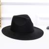 YOLAI Floppy Panama Hat Fedora Hats for Women Man with Big Wide Brim Classic Suede Panama Hat Western (Black, One Size) view 2