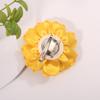 Camellia Flower Brooches and Pins for Women | Hat Brooches for Clothes |Hair Clips, Lapel Pins for Women, Yellow view 3