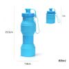 Food Grade 800ML Silicone Collapsible Water Bottles Travel Folding Cars Portable Kettle My Foldable Drink Bottle FDA Free (Color : 01) view 2