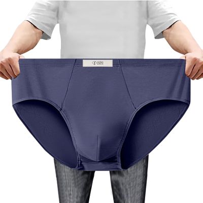 feichan ashion Men's Modal Cotton Brief Underwear, Soft ComfortPlus Size Triangle Underwear, High Waisted Underwear for Men (2XL, Dark gray)