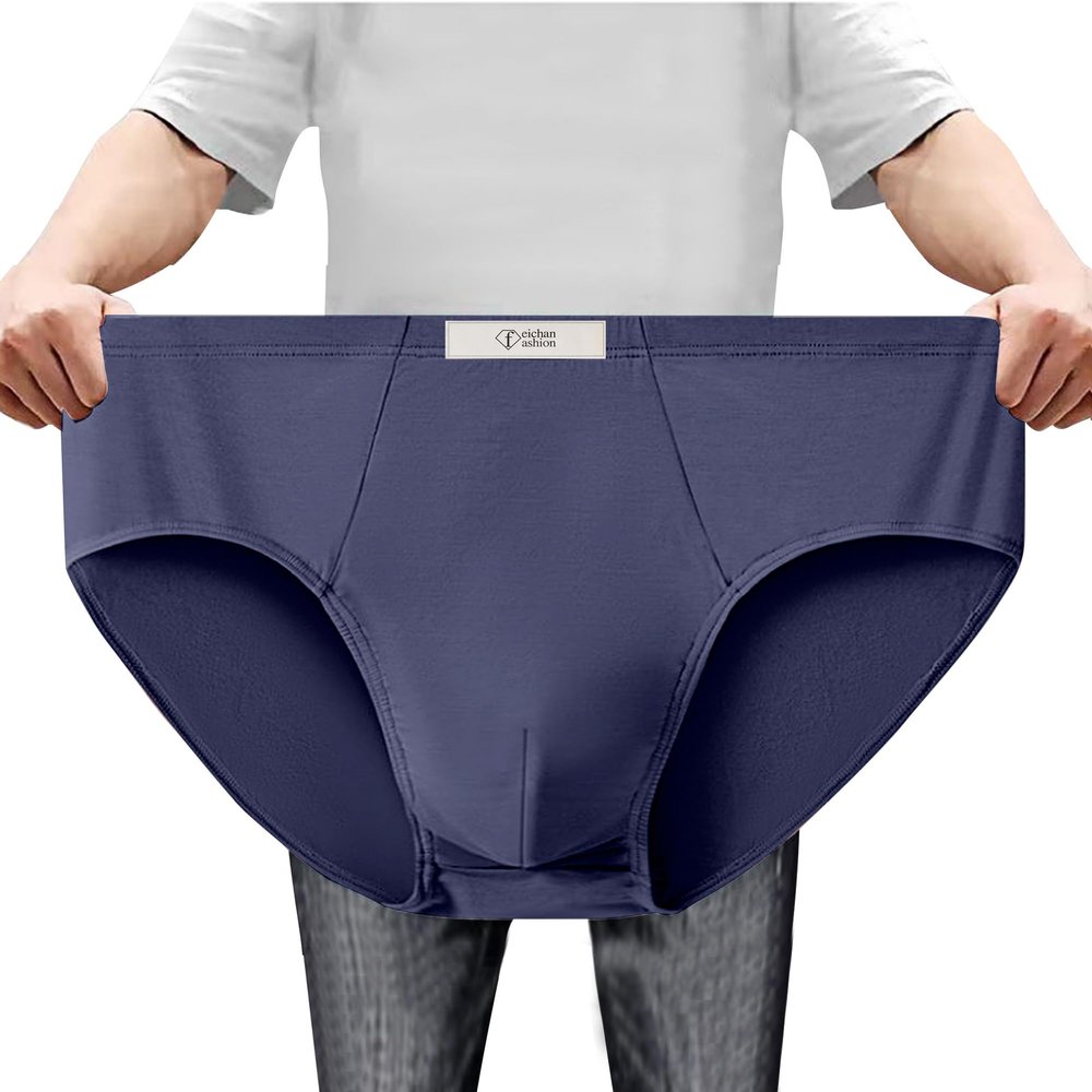feichan ashion Men's Modal Cotton Brief Underwear, Soft ComfortPlus Size Triangle Underwear, High Waisted Underwear for Men (2XL, Dark gray)