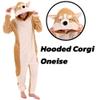 COSUSKET Snug Fit Unisex Adult Onesie Pajamas, Animal Flannel Cosplay Corgi One Piece Halloween Costume Sleepwear Homewear view 3