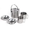 5-Piece Set of Outdoor Stainless Steel Kettle Folding Hanging Pot Camping Cookware Supplies view 1