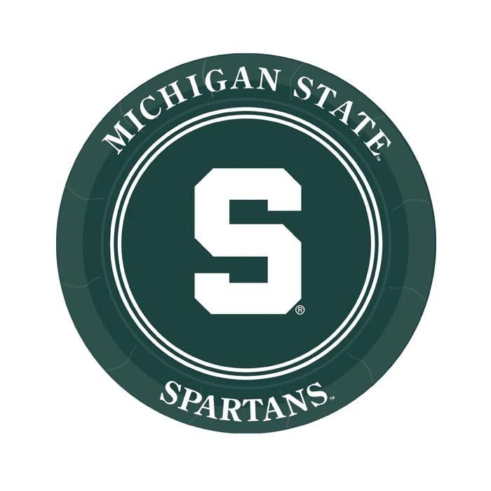 Westrick Michigan State Spartans 7" Paper Plates, 8 Pack Officially Licensed Michigan State University Disposable Plates with Logo Tailgating, Game Day, Graduation Parties & Fan Celebrations