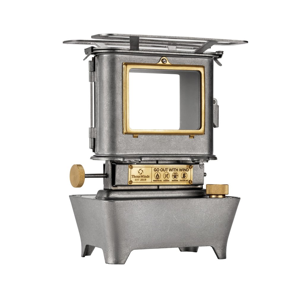 Thous Winds Camping Oil Lantern, Portable Stove for Outdoor Lighting Cooking Warming, Stainless Steel Oven, Retro Silver