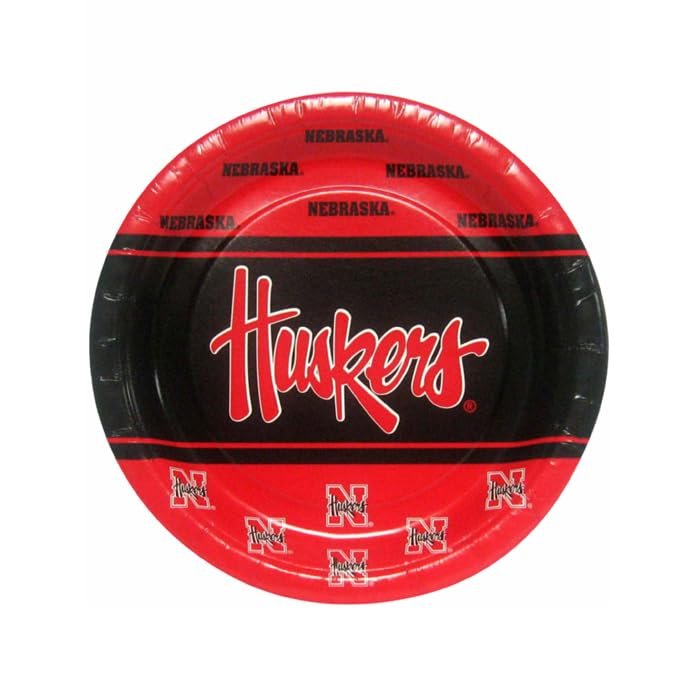 Westrick Nebraska Cornhuskers 7" Paper Plates, 8 Pack Officially Licensed University of Nebraska Disposable Plates with Multicolor Logo Tailgating, Game Day, Graduation Parties & Fan Celebrations