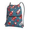 YQxwJL Cartoon Rockets Print Sports Drawstring Backpack with Zipper Pocket Gym Cinch Sack Bag for Men Women view 1