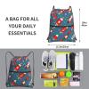 YQxwJL Cartoon Rockets Print Sports Drawstring Backpack with Zipper Pocket Gym Cinch Sack Bag for Men Women view 2