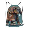 YQxwJL aztec elephant pattern Print Sports Drawstring Backpack with Zipper Pocket Gym Cinch Sack Bag Unisex Backpack view 1
