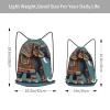 YQxwJL aztec elephant pattern Print Sports Drawstring Backpack with Zipper Pocket Gym Cinch Sack Bag Unisex Backpack view 2
