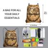 YQxwJL Ancient Map World Globe Print Sports Drawstring Backpack with Zipper Pocket Gym Cinch Sack Bag for Men Women, Black view 2