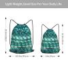 YQxwJL Mermaid Teal Fish Scale Print Sports Drawstring Backpack with Zipper Pocket Gym Cinch Sack Bag Unisex Backpack, Medium, Black view 2