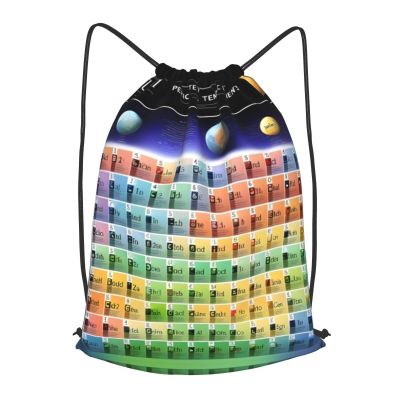 YQxwJL Periodic table of elements Print Sports Drawstring Backpack with Zipper Pocket Gym Cinch Sack Bag Unisex Backpack, Medium, Black