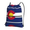 YQxwJL Colorado state flag Print Sports Drawstring Backpack with Zipper Pocket Gym Cinch Sack Bag for Men Women, Black view 1