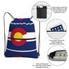 YQxwJL Colorado state flag Print Sports Drawstring Backpack with Zipper Pocket Gym Cinch Sack Bag for Men Women, Black view 3