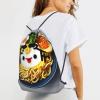 YQxwJL Egg Cup Noodle Ramen Print Sports Drawstring Backpack with Zipper Pocket Gym Cinch Sack Bag Unisex Backpack view 4