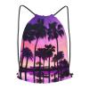 YQxwJL Palm Tree Purple Sunsets Print Sports Drawstring Backpack with Zipper Pocket Gym Cinch Sack Bag Unisex Backpack view 1
