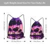 YQxwJL Palm Tree Purple Sunsets Print Sports Drawstring Backpack with Zipper Pocket Gym Cinch Sack Bag Unisex Backpack view 2