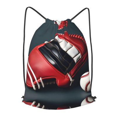 YQxwJL baseball and Glove Print Sports Drawstring Backpack with Zipper Pocket Gym Cinch Sack Bag Unisex Backpack, Small, Black