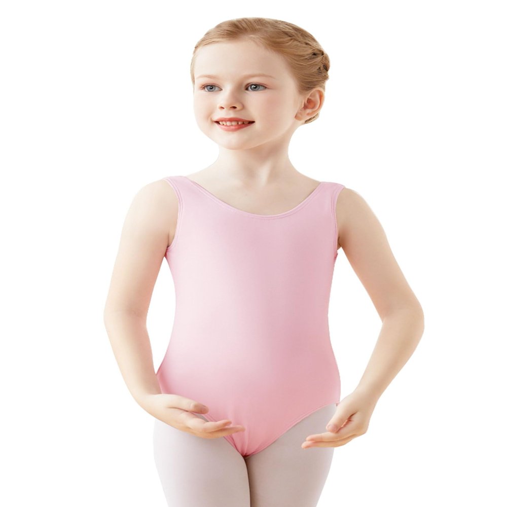 Daydance Lined Ballet Pink Leotards for Toddler Girls, Vest Dance Tops Bodysuit