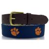 Charleston Belt Clemson University Tigers Officially Licensed Orange Paw Embroidery on Navy Blue Canvas Web Mens Belt (40) view 1