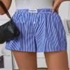 LOMON Womens Boxer Shorts Casual Summer 2026 Pajama Lounge Sleep Pj Striped Shorts Y2K Beach Bottoms (Blue White Striped M) view 2