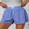 LOMON Womens Boxer Shorts Casual Summer 2026 Pajama Lounge Sleep Pj Striped Shorts Y2K Beach Bottoms (Blue White Striped M) view 3