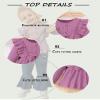 Sislerew Toddler Girl Clothes Solid Color Ruffle Bowtie Top and Flare Pants Headband 2Pcs Winter Baby Girl Outfits (Purple, 12-18Months) view 4