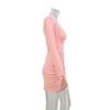NineFit Basics Women'S Sexy Long Sleeve Velvet Ruched Dress V Neck Cocktail Party Evening Club Maxi Dress Fall Wedding Guest Dresses (Large,Pink) view 2