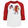 4th of July Hot Dog American Flag Sunglasses Hotdog Raglan Baseball Shirt XX-LargeWhite/Red view 1