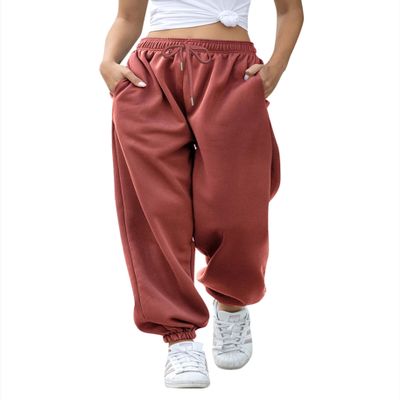 Gvraslvet Sweat for Women Pants Cotton Cuffed Joggers Fashion Lightweight Sweatpants Sporty Gym Workout Plain Fit Lounge Pants Brick Red XS