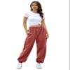 Gvraslvet Sweat for Women Pants Cotton Cuffed Joggers Fashion Lightweight Sweatpants Sporty Gym Workout Plain Fit Lounge Pants Brick Red XS view 2