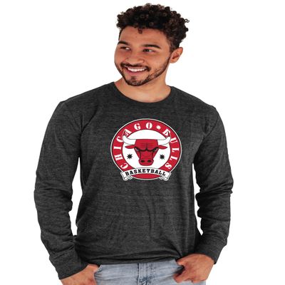 Chicago Bulls NBA Officially Licensed Tri-Blend Long Sleeve T-Shirt Black, Medium