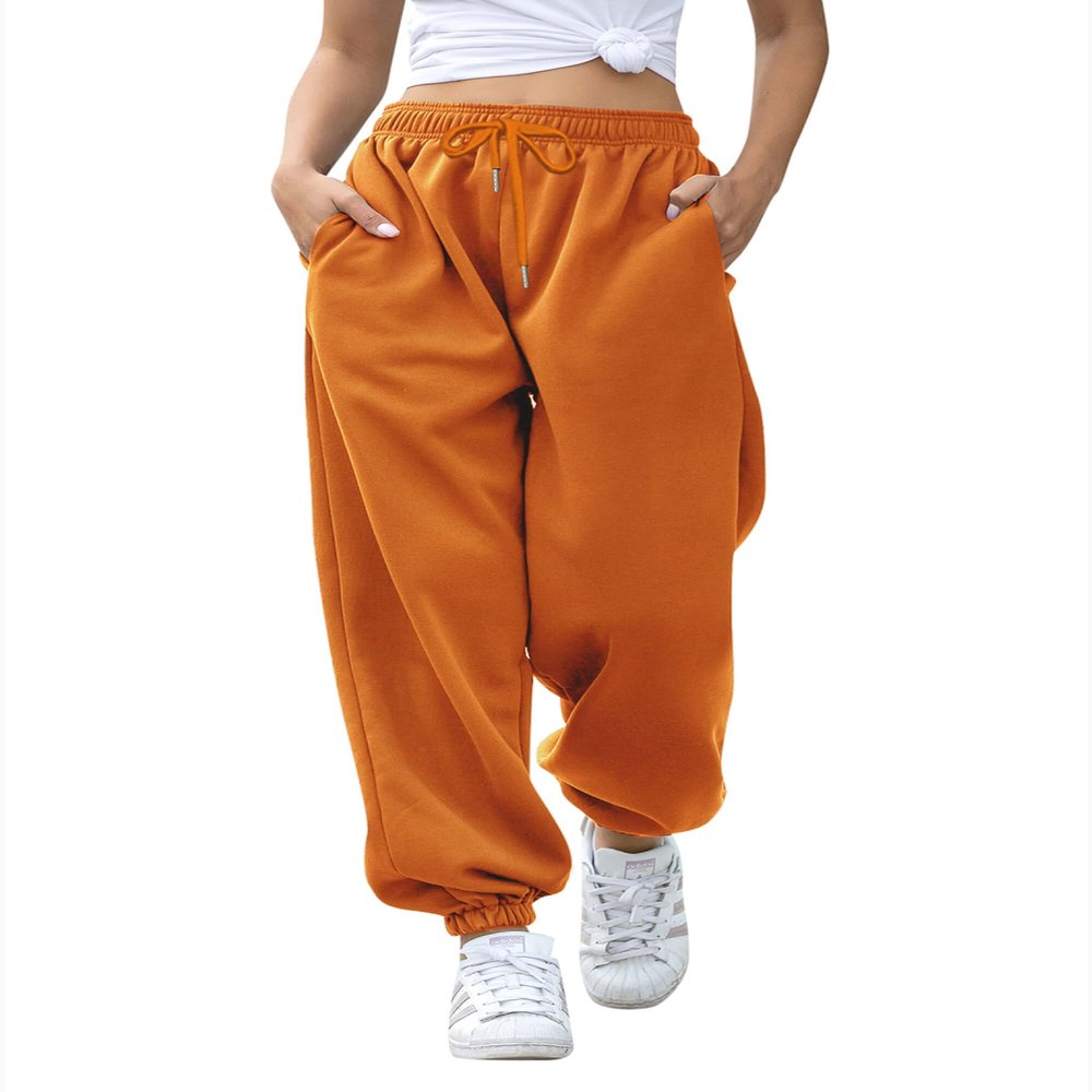 Gvraslvet Gym Sweatpants Women Comfy Cinch Bottom Joggers with Pockets Baggy Woman Pantalones Flojos para Mujer Trendy 2025 OrangeXXL