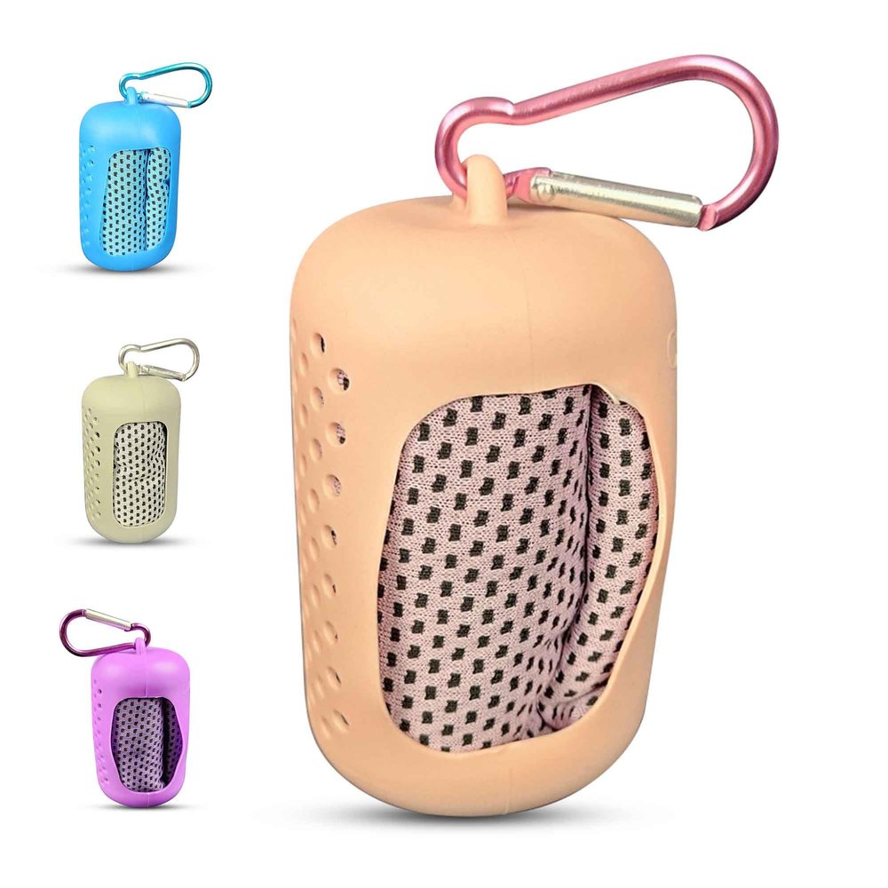 Boonedocken Quick Dry Microfiber Towel - Perfect for Backpacking, Yoga, Travel, Camping, Sports & More - Super Absorbent & Lightweight - Convient Silicone Case with Carabiner Clip (Pink)