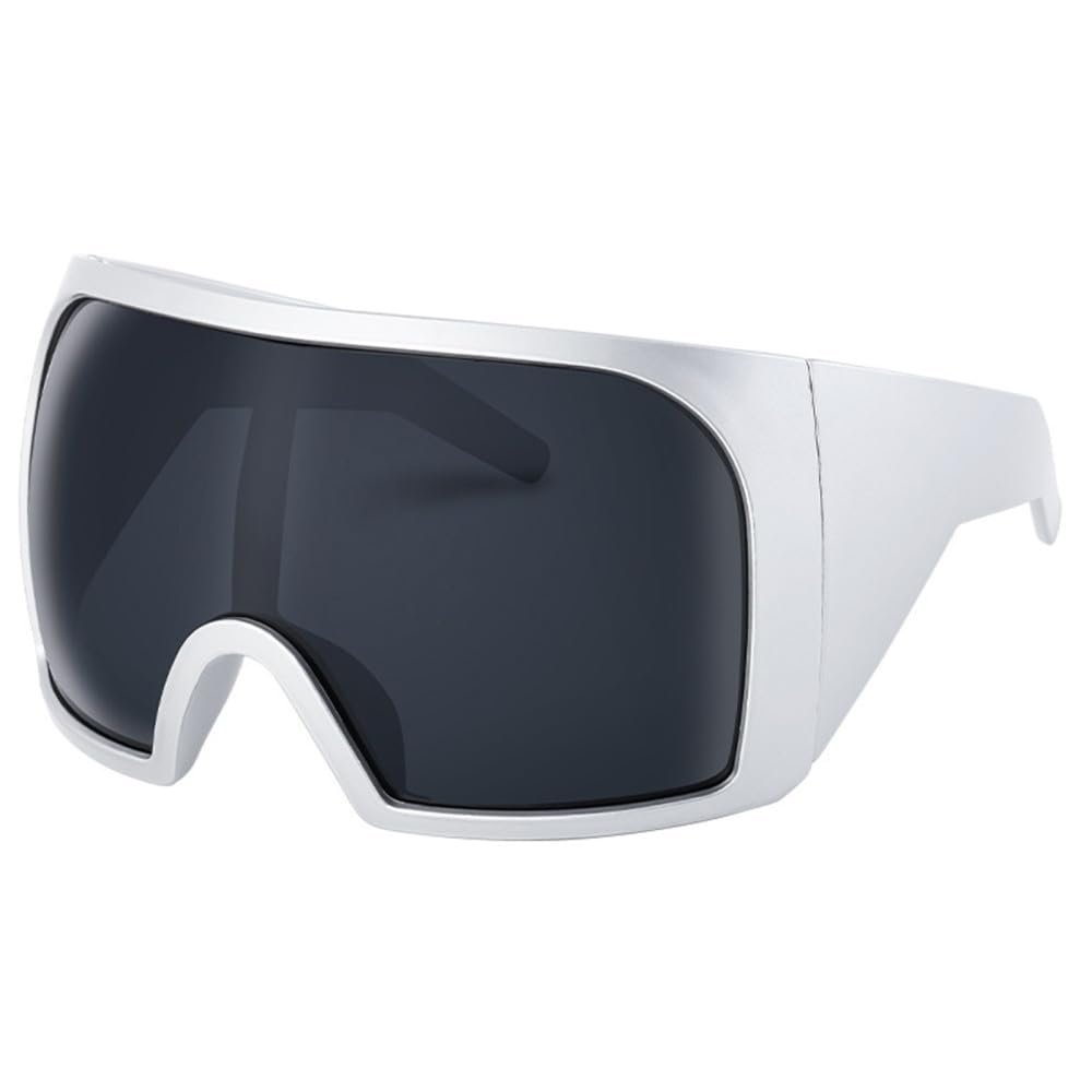 HPIRME Oversized Mask Punk Goggle Sunglasses Women Men Sports Sun Glasses Female Retro Shield One Piece Sunglass,C5 Gray,one size