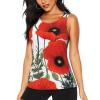 Poppy Flower Pattern Graphic Workout Tank Tops for Women Summer Sleeveless Yoga Gym Vest Lightweight Fit Tees Tops(S-XXL) Black view 1