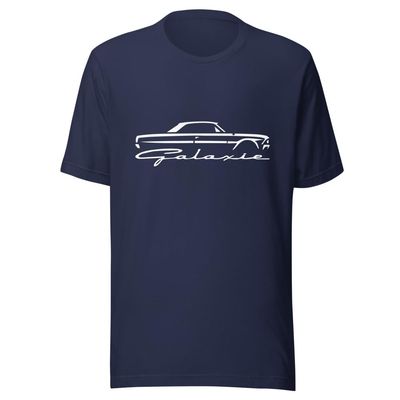 1964 Galaxie Silhouette Emblem t-Shirt for American Classic Car Owners Automotive Tee Navy