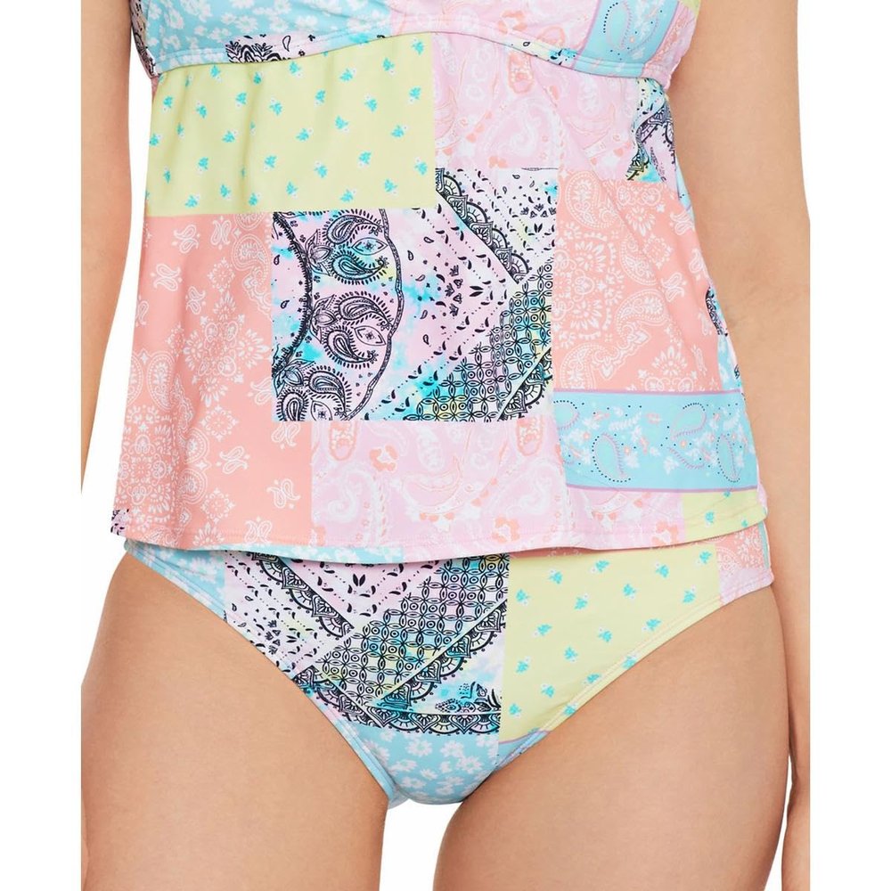 Salt + Cove Womens Juniors Printed Hipster Swim Bottom Separates Blue M