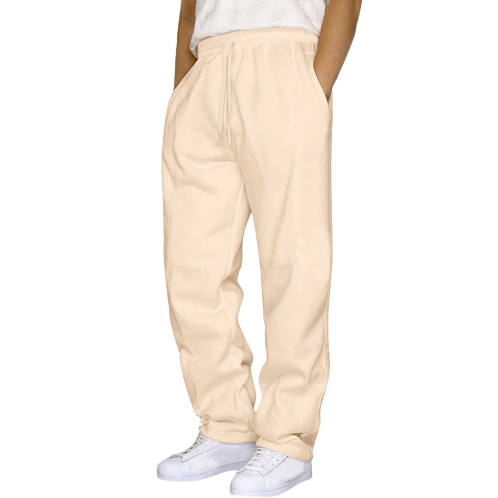 NineFit Basics Sweat Pants for Mens Wide Leg Joggers Pants Heavyweight Fleece Workout Jogging Loose Fit Trousers with Pockets, Medium, #A1 Yellow