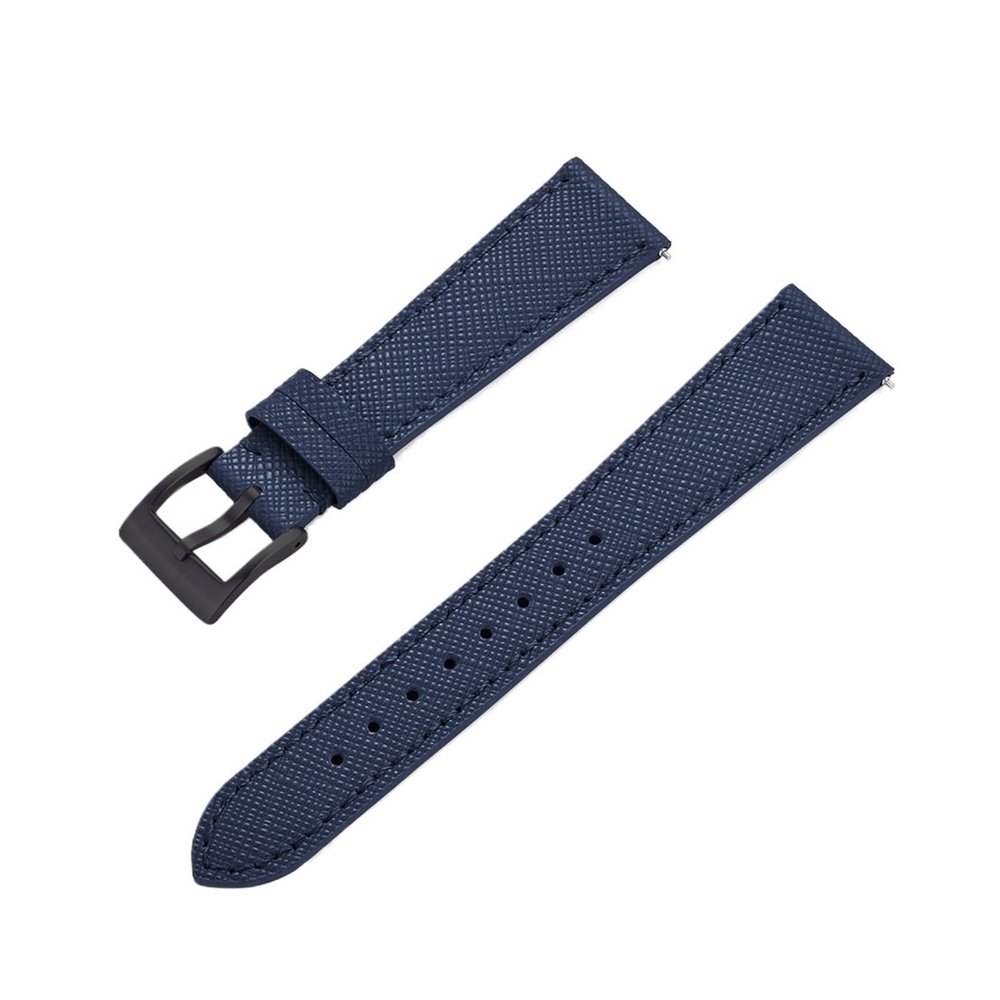 SUNJIA Quick Release Vintage Stitched Leather Watch Strap Leather Watchbands 18mm 19mm 20mm 21mm 22mm 23mm 24mm(Blue black,24mm)