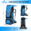 Bseash 80L Waterproof Hiking Camping Backpack with Rain Cover, Lightweight Outdoor Sport Travel Daypack for Climbing Touring (Blue) view 2