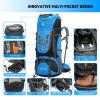 Bseash 80L Waterproof Hiking Camping Backpack with Rain Cover, Lightweight Outdoor Sport Travel Daypack for Climbing Touring (Blue) view 3
