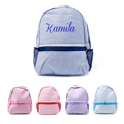 KRUIJHEU seersucker backpack, seersucker lunch box, personalized seersucker backpack, boy birthday gift, diaper bag, Off-white, backpack