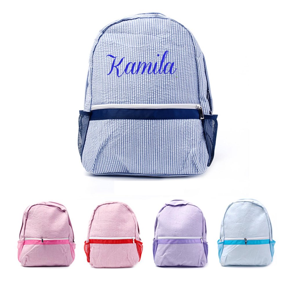 KRUIJHEU seersucker backpack, seersucker lunch box, personalized seersucker backpack, boy birthday gift, diaper bag, Off-white, backpack