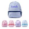 KRUIJHEU seersucker backpack, seersucker lunch box, personalized seersucker backpack, boy birthday gift, diaper bag, Off-white, backpack view 1