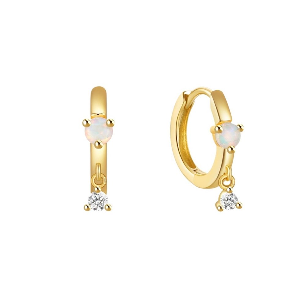 YGRMPNBN Women's Simple Earrings Gold Silver S925 Sterling Silver Opal Ear Clip Small Earrings(Gold Color)