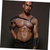 CATIEBYE Medieval Man Cosplay Props Knight Clothing Set Half Shoulder Cape Belt Bracers Perfect for Halloween Stage Performances Black view 3