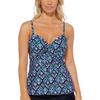 Island Escape Womens Underwire Molded Cups Tankini Swim Top Black 6 view 1